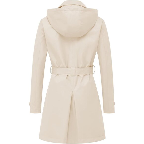 ⚡Women's White Trench Coat Double Breasted Classic Lapel Overcoat Belted Slim - Picture 3 of 7